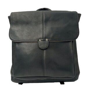 Le Donne Black Leather Backpack Men’s Colombian Leather Secure Flap Zip